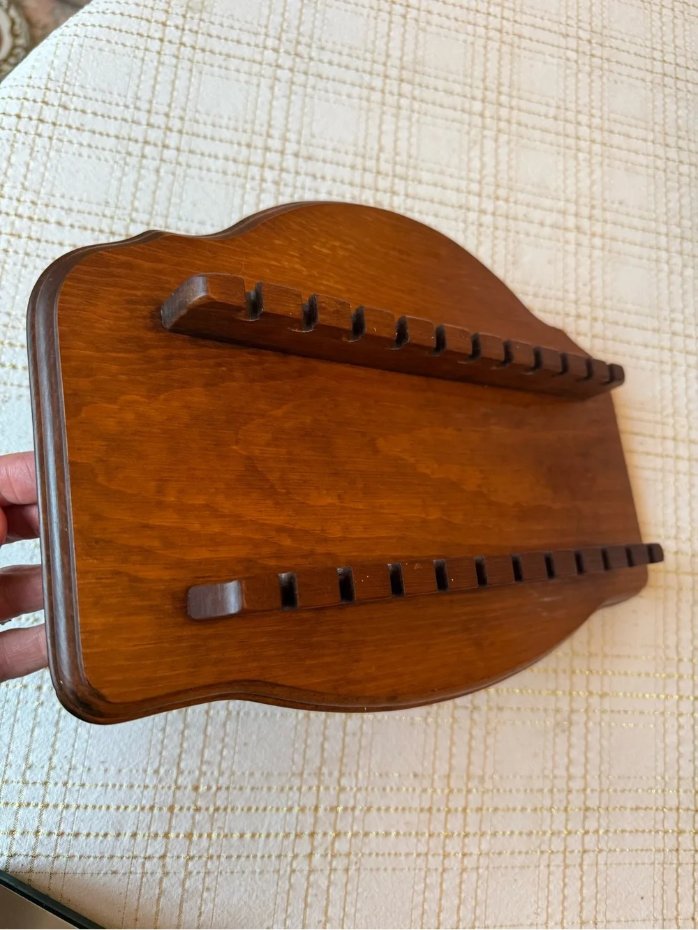 Vintage wood souvenir spoon display rack